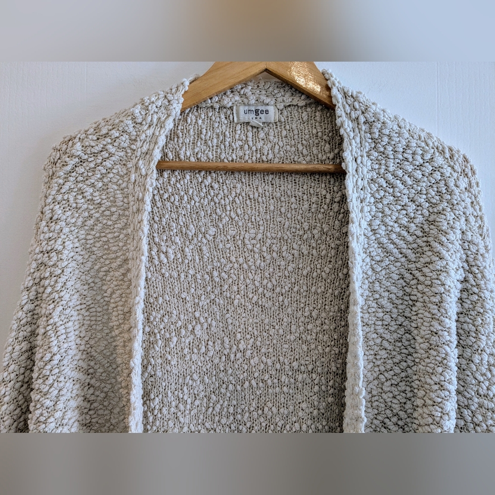 Umgee Ivory Open Front Drop Shoulder Popcorn Cardigan Women's Sweater Size S - Picture 5 of 16